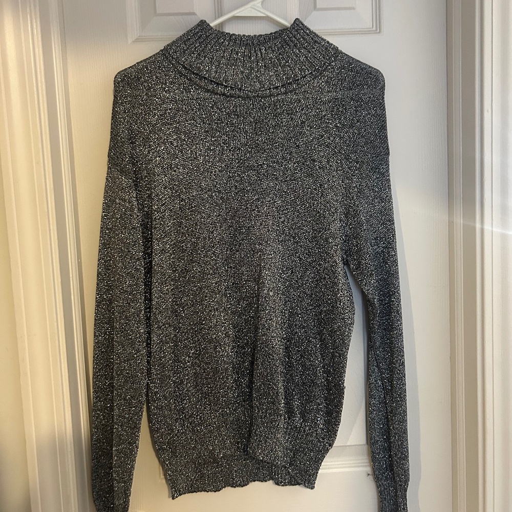 Sparkly silver turtleneck